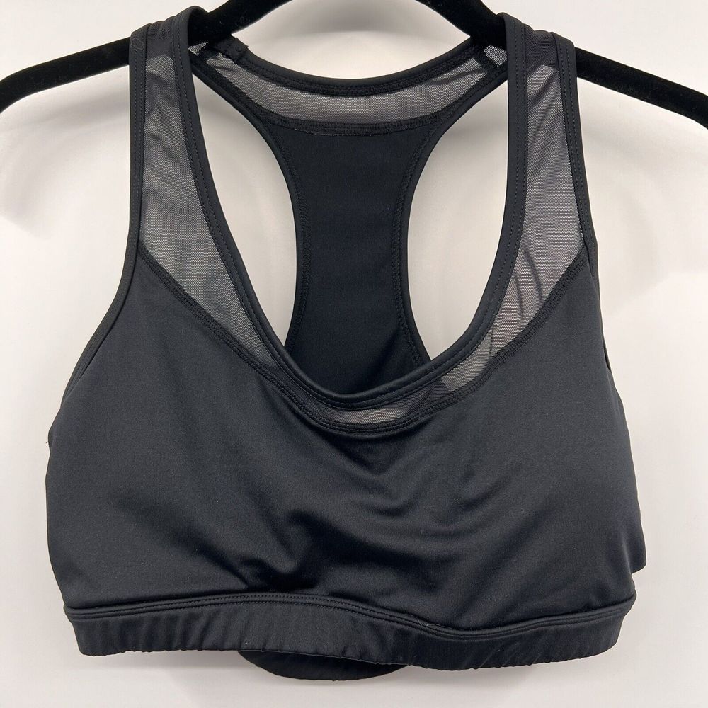 MARIKA TEK Padded Exercise Bra Black Cutout Mesh Racer Back Womens Size Medium